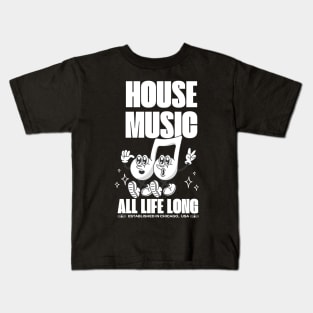 HOUSE MUSIC  - Happy notes (whites) Kids T-Shirt
